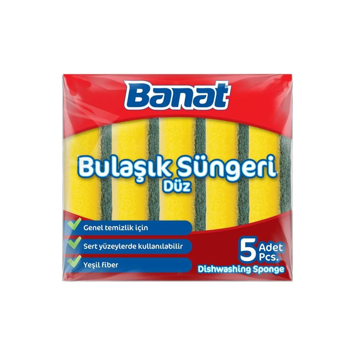 BANAT BULAŞIK SÜNGERİ YEŞİL 5Lİ*40*