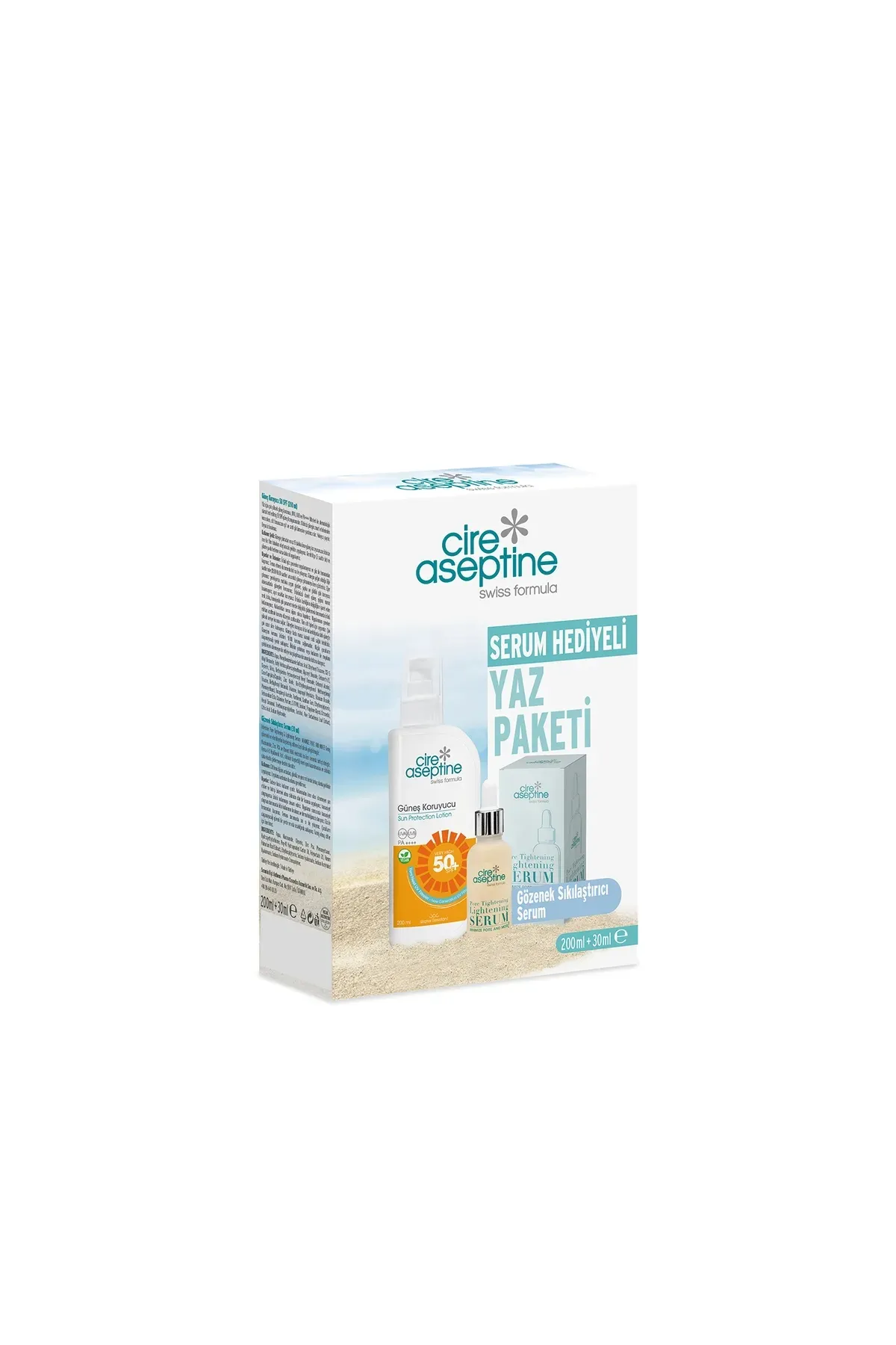 CİRE ASEPTİNE GÜNEŞ KORUYUCU 50 SPF 200ML (+)SIKILAŞTIRICI SERUM 30ML*12*