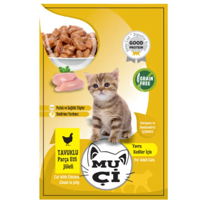 MUÇİ YAŞ KEDİ MAMASI (YAVRU)TAVUK ETLİ 85GR*24